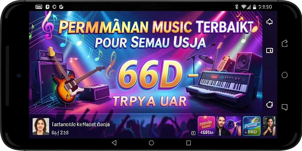 Tampilan gameplay menarik dari 66D dengan lagu-lagu yang sedang dimainkan.