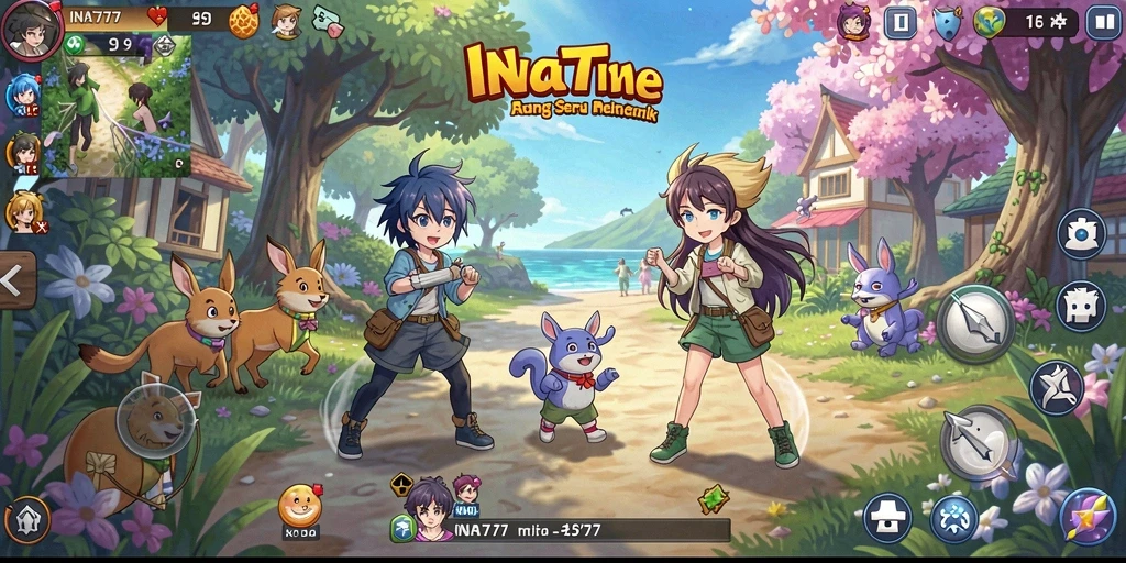 Tampilan gameplay INA777 yang penuh warna dan dinamis.