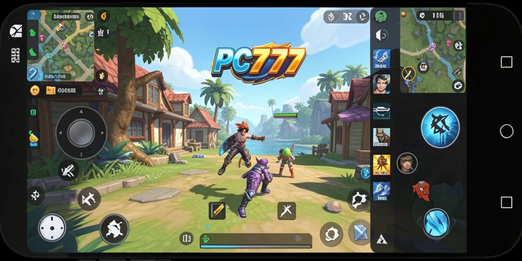 Tampilan gameplay <strong>PC777</strong> yang cerah dan penuh warna.