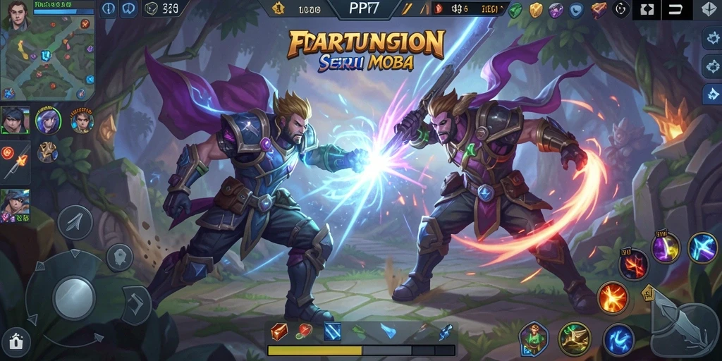 Tampilan gameplay PP7 yang mendebarkan dalam pertempuran MOBA.