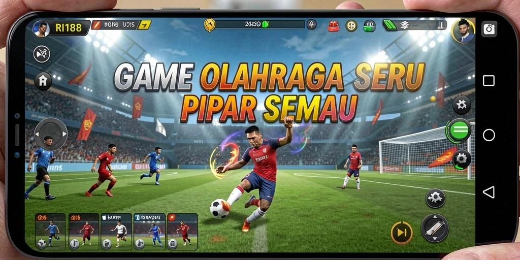 Screenshot utama RI188 menampilkan aksi seru dalam permainan olahraga.