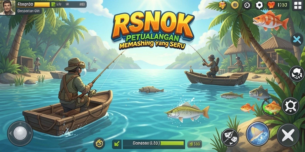 Tampilan gameplay RSNOK dengan suasana memancing yang realistis dan menakjubkan.