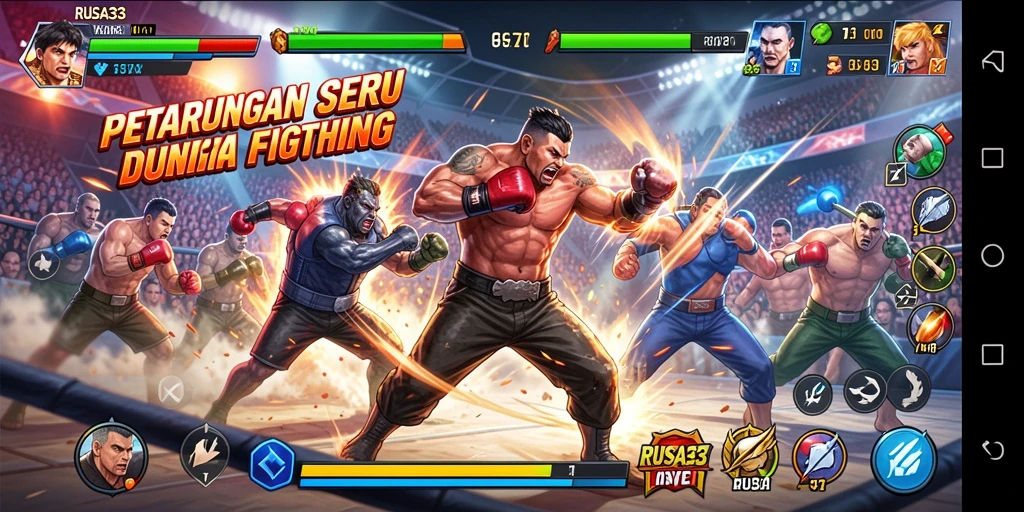 Screenshot gameplay RUSA33 menunjukkan pertarungan aksi yang mendebarkan.