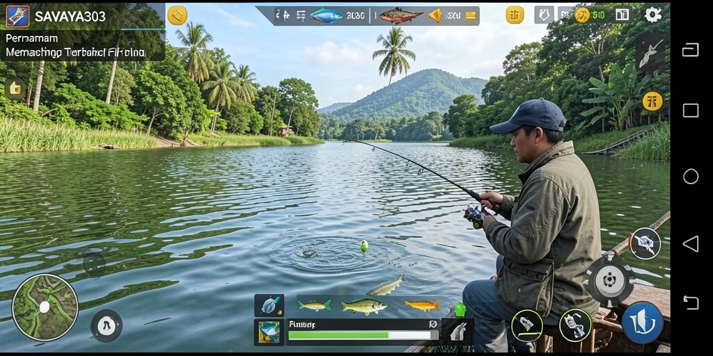 Tampilan gameplay menarik SAVAYA303 dalam suasana memancing.