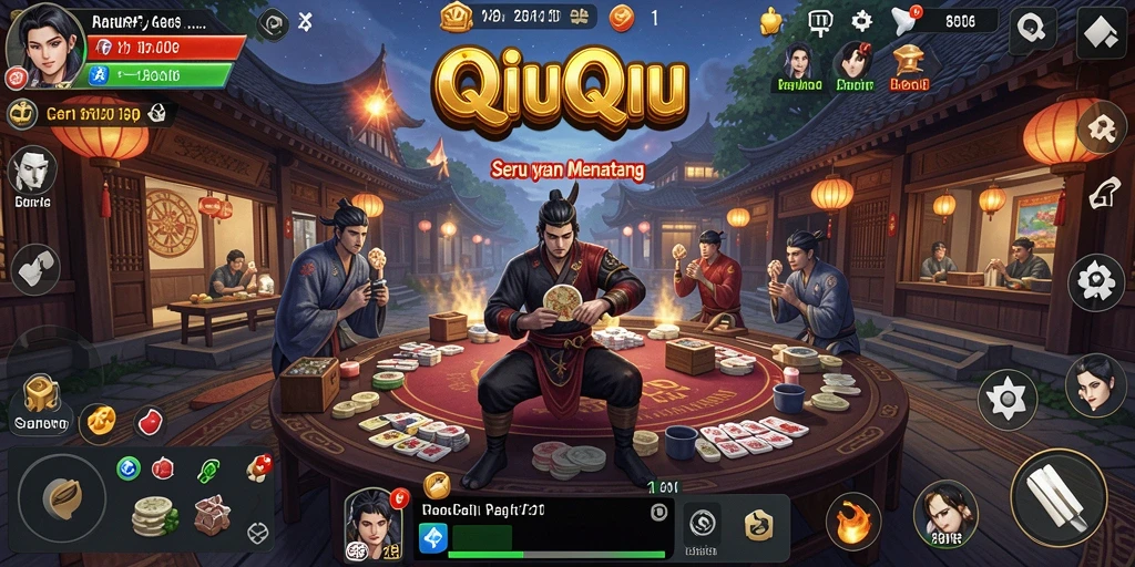 Tampilan gameplay QiuQiu yang seru dan kompetitif.